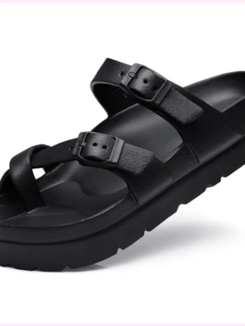 Platform Sandals with Arch Support Comfortable Foam Slides Adjustable Buckle